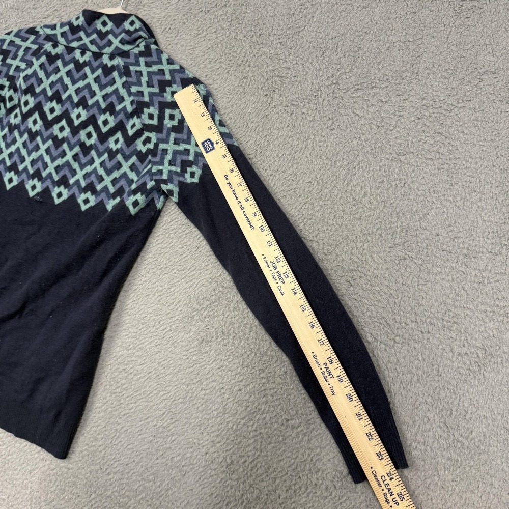 Title Nine Sweater Womens Small Blue Geometric 1/4 Zip Mock Neck Merino Wool - Picture 16 of 16